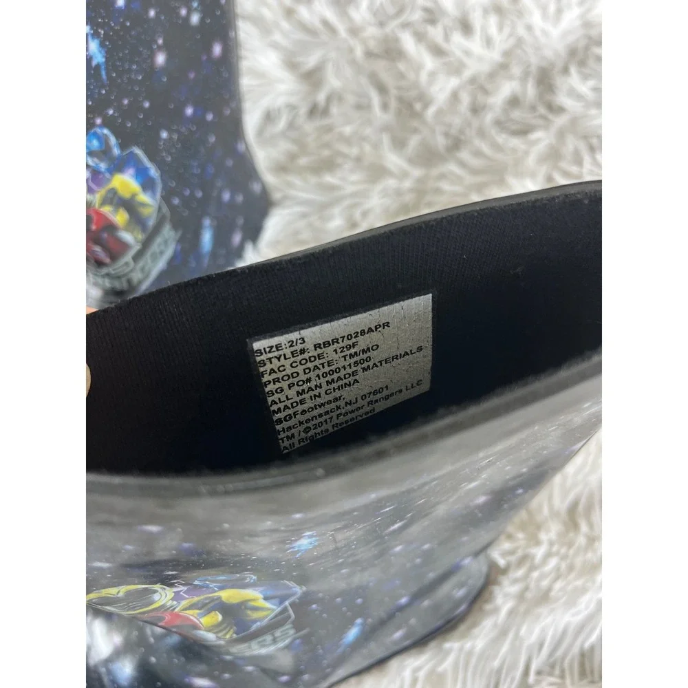 Power Rangers Toddler Rain Boots Galaxy Space Print Black Red Blue Size 2/3
